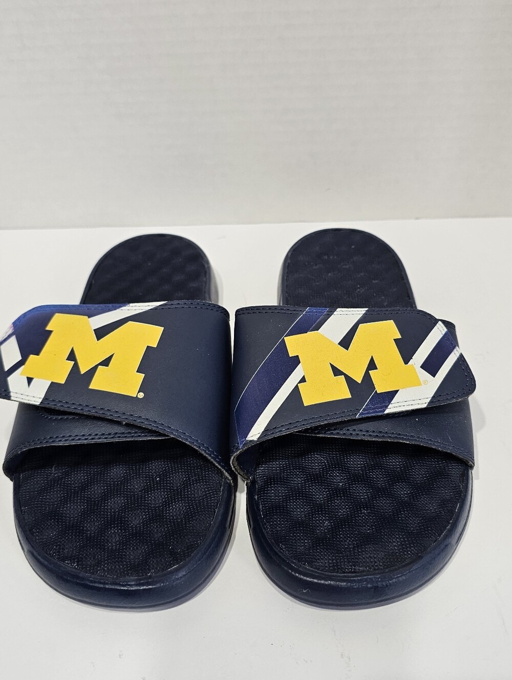 Men's Michigan Wolverines Hook & Loop Slides Sz 8